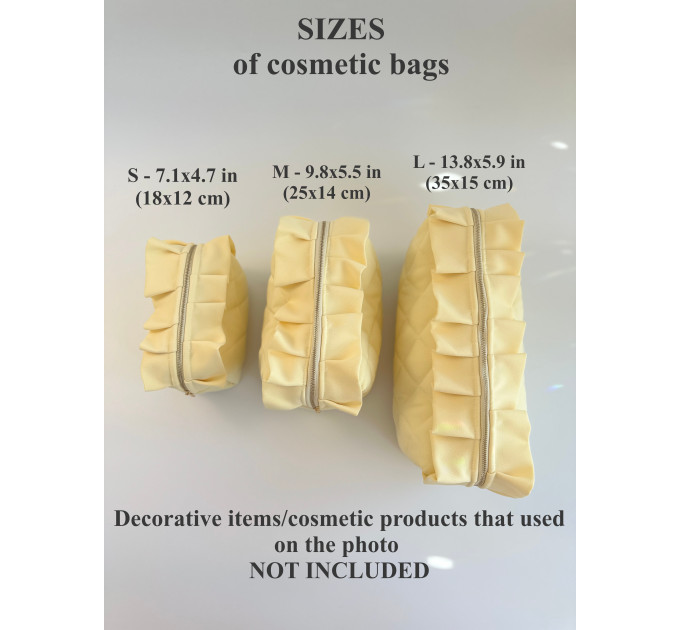 Small butter yellow cosmetic bag with ruffles
