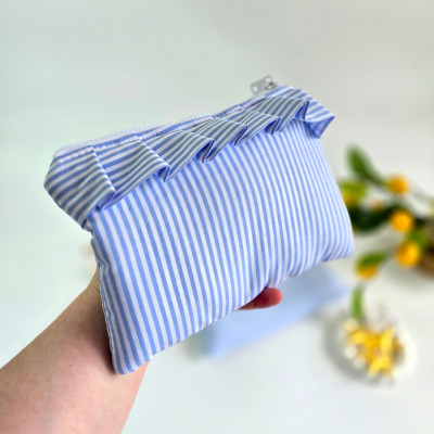 Blue striped Tablet sleeve with ruffles