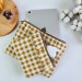 Latte vibe checkered brown Tablet sleeve with ruffles
