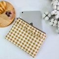 Latte vibe checkered brown Tablet sleeve with ruffles