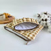 Latte vibe checkered brown Tablet sleeve with ruffles