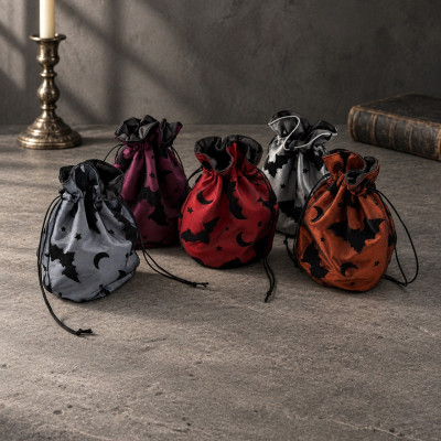 Gothic Bats & Moons Drawstring Jewelry Pouch
