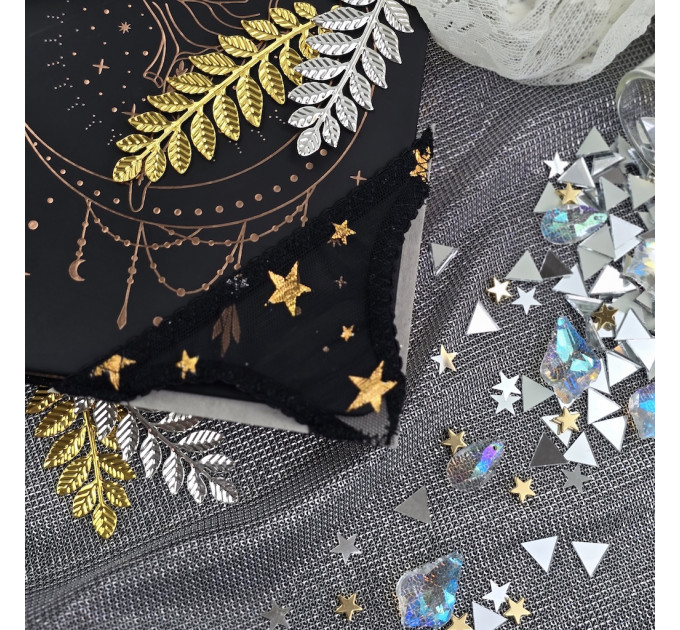 Black Mesh Panties Bookmark with Gold Stars
