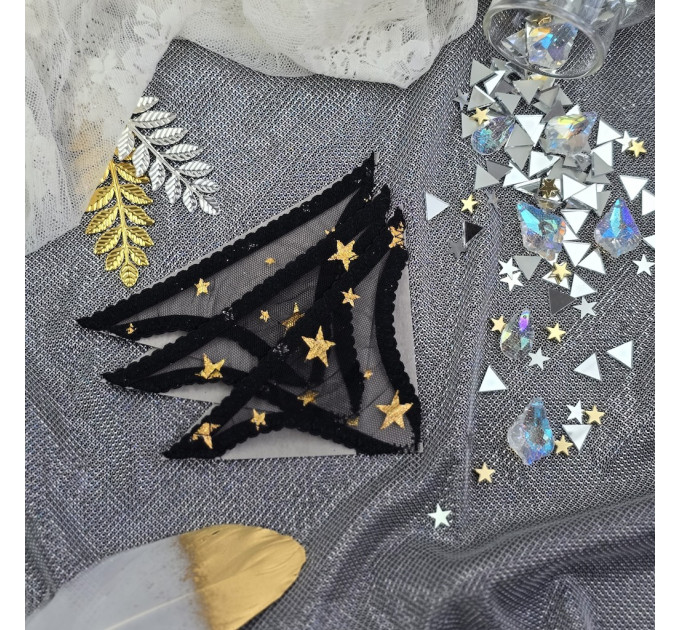 Black Mesh Panties Bookmark with Gold Stars