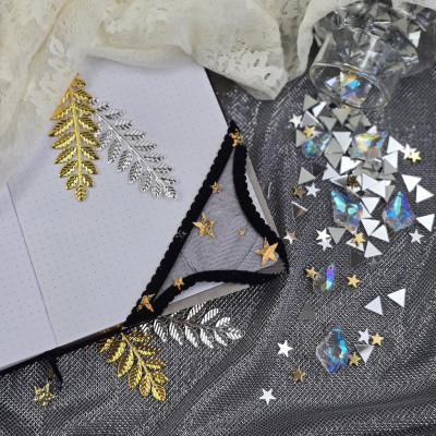 Black Mesh Panties Bookmark with Gold Stars