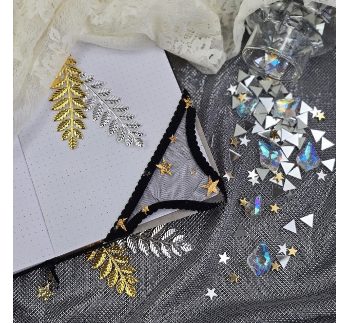 Black Mesh Panties Bookmark with Gold Stars