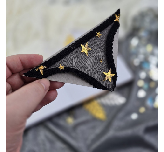 Black Mesh Panties Bookmark with Gold Stars