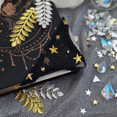 Black Mesh Panties Bookmark with Gold Stars