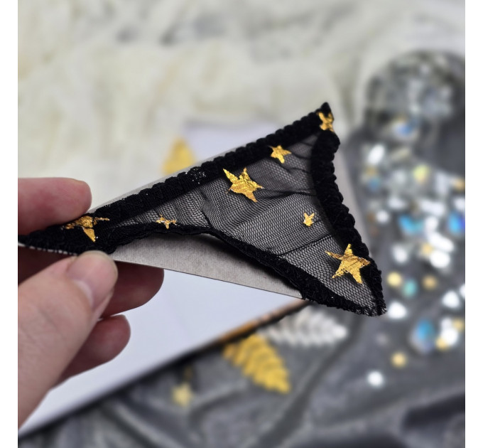 Black Mesh Panties Bookmark with Gold Stars