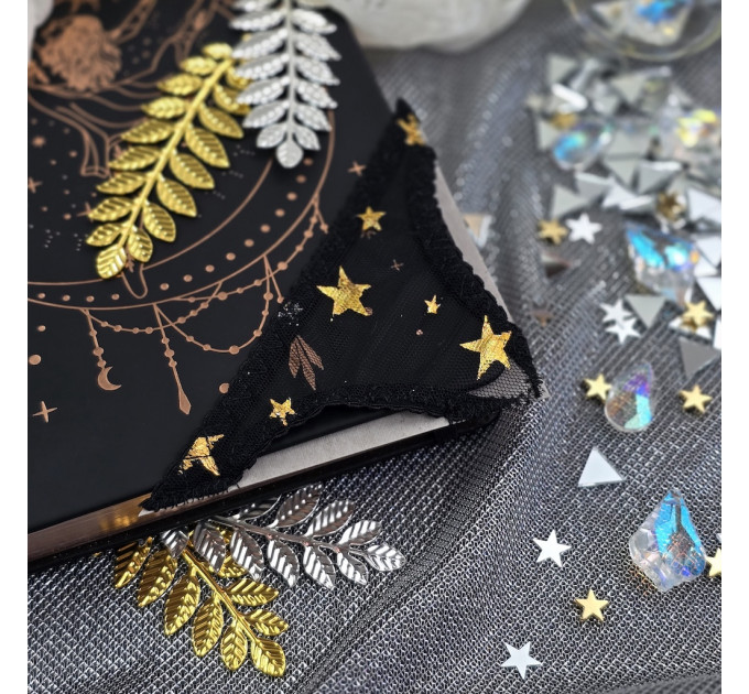 Black Mesh Panties Bookmark with Gold Stars