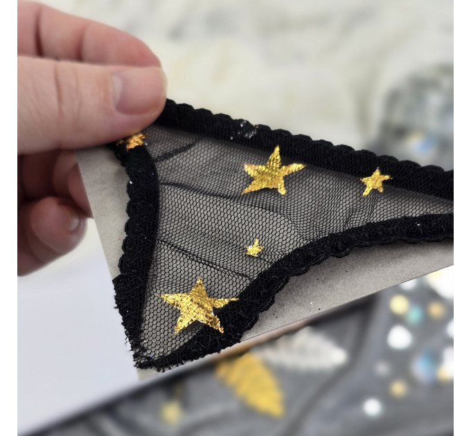 Black Mesh Panties Bookmark with Gold Stars