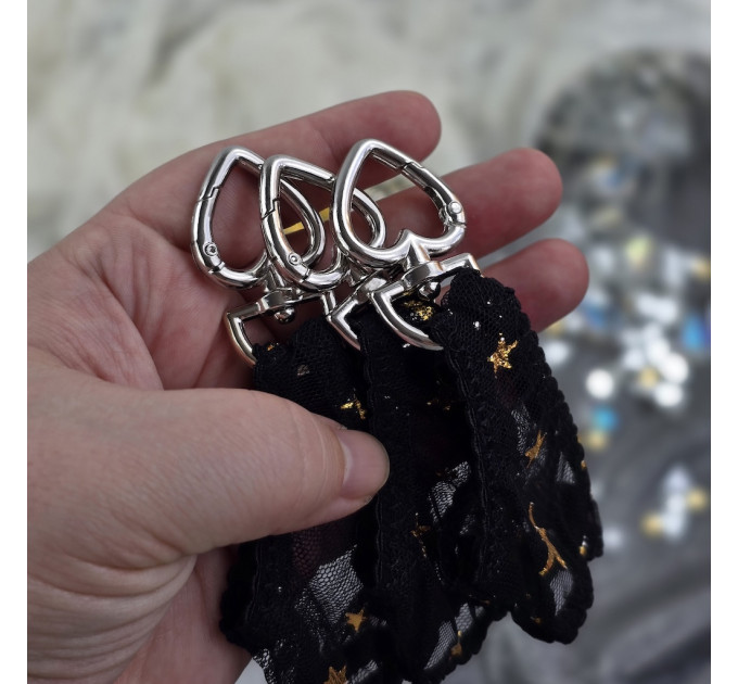 Black Mesh Panties Keychain with Gold Stars