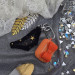 Black Mesh Panties Keychain with Gold Stars