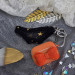 Black Mesh Panties Keychain with Gold Stars