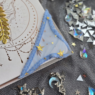 Blue Mesh Panties Bookmark with Gold Stars
