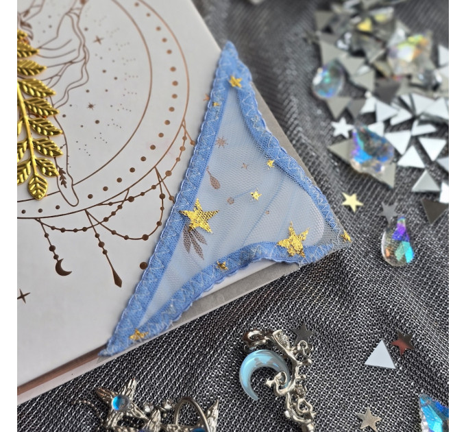 Blue Mesh Panties Bookmark with Gold Stars