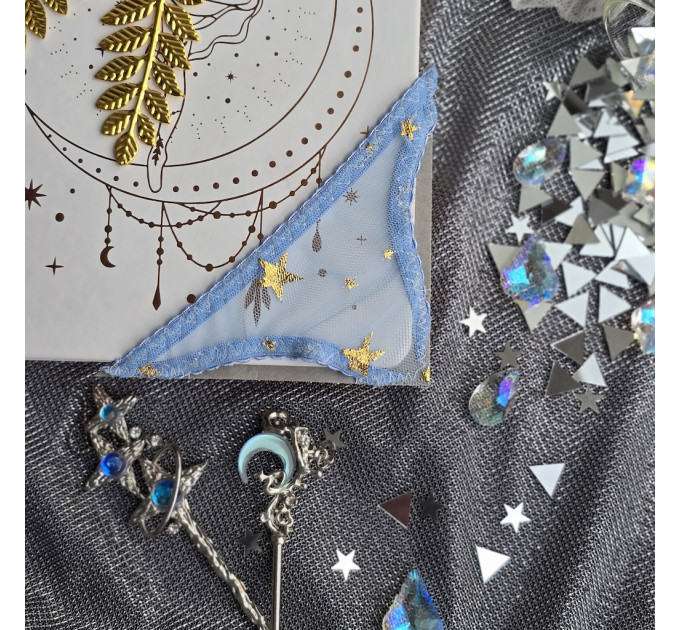 Blue Mesh Panties Bookmark with Gold Stars