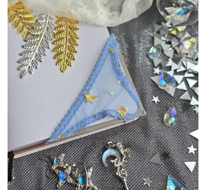 Blue Mesh Panties Bookmark with Gold Stars