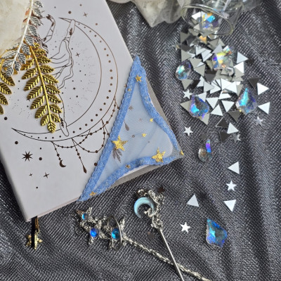 Blue Mesh Panties Bookmark with Gold Stars Blue Mesh Panties Bookmark with Gold Stars