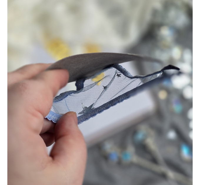 Blue Mesh Panties Bookmark with Gold Stars