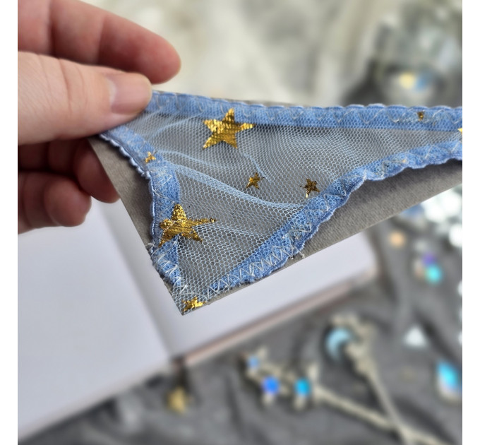 Blue Mesh Panties Bookmark with Gold Stars