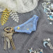 Blue Mesh Panties Keychain with Gold Stars