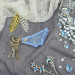 Blue Mesh Panties Keychain with Gold Stars